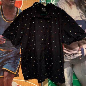 Taco Bell Men’s Short Sleeve Button Up Shirt | Size XL | Retro Space Print